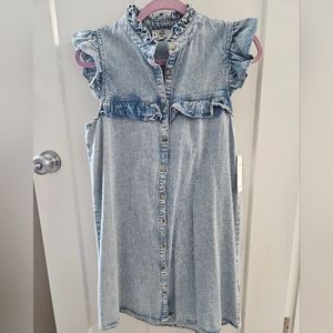 Red Dress Ruffle Denim Dress